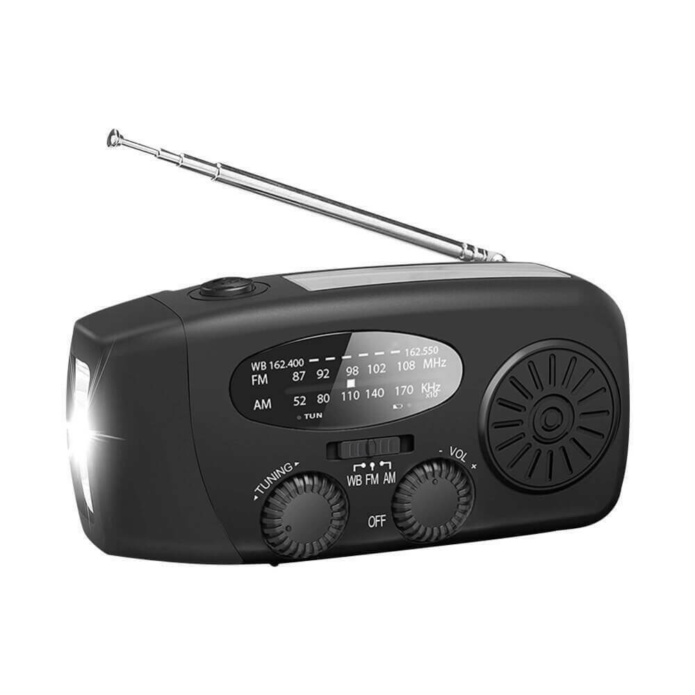 Crank Radio Φορητό Ραδιόφωνο Ηλιακό Μαύρο