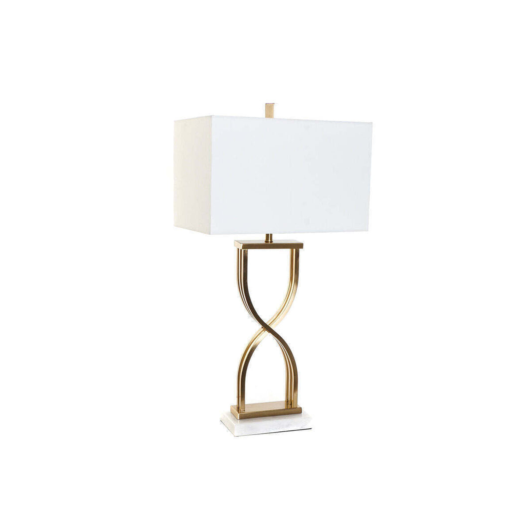 DKD Home Decor Πορτατίφ με Μαρμάρινη Βάση και Λευκό Καπέλο – E27, 40W, 240V