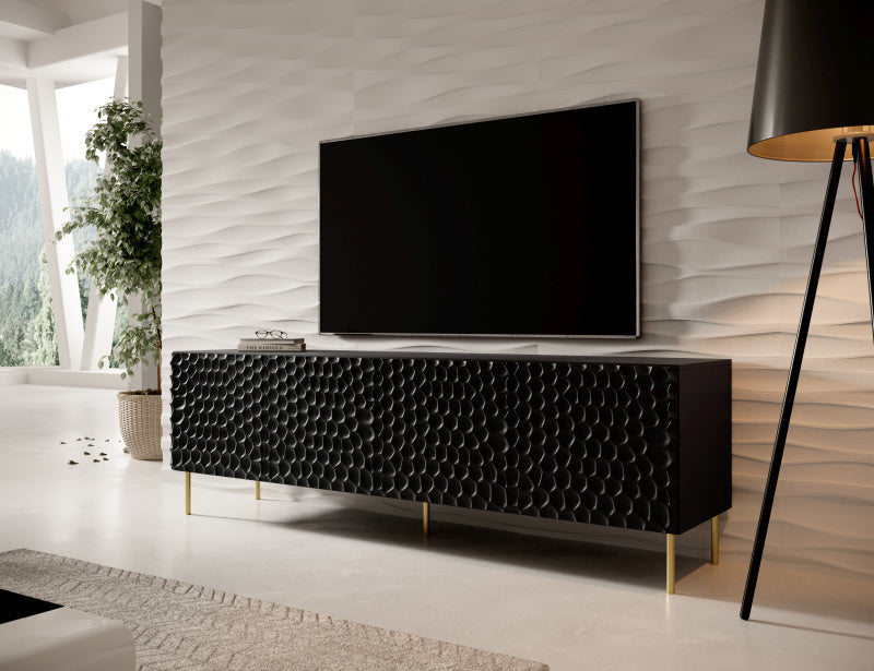 Cama MEBLE HOLE – Έπιπλο Τηλεόρασης 190x40,5x59,5 cm Μαύρο Ματ