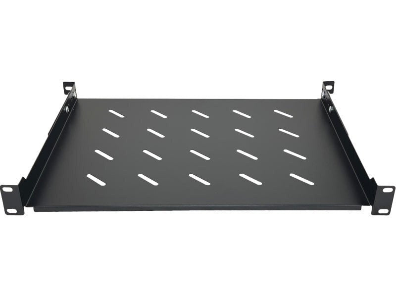 Σταθερό ράφι Alantec 19" 1U βάθος 350mm, μαύρο, 4 σημεία στερέωσης