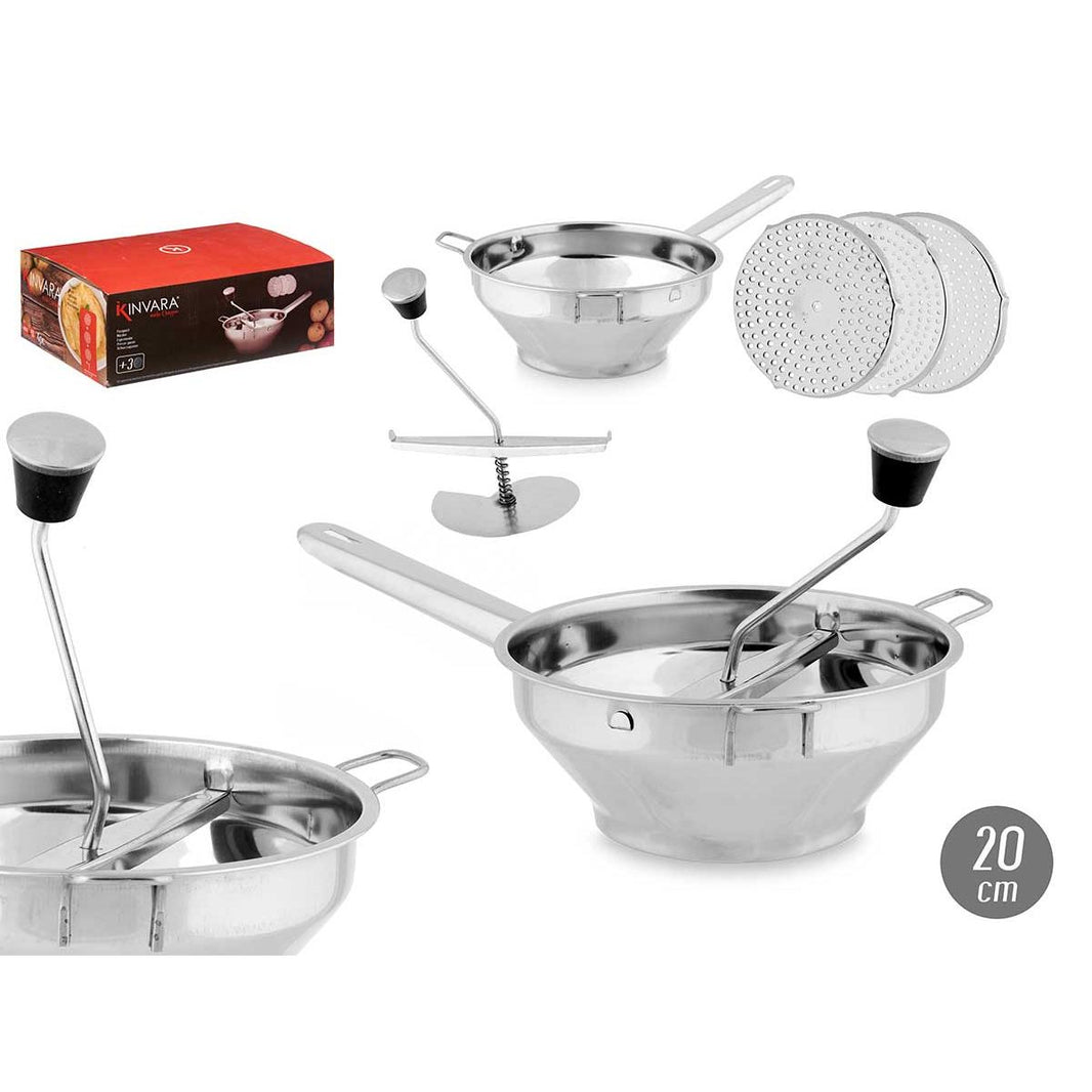 Επαγγελματικός Επεξεργαστής Τροφίμων από Ανοξείδωτο Ατσάλι – 20 cm με 3 δίσκους