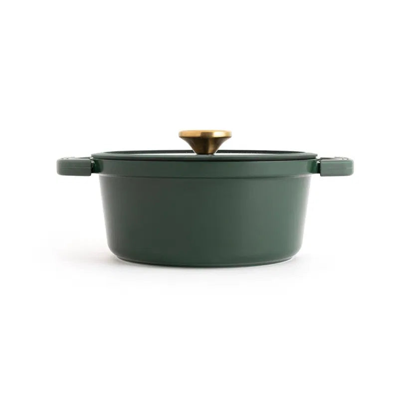 Tiara Bidasoa – Πράσινη Κατσαρόλα 24 cm, 4 L, Χυτό Αλουμίνιο με Γυάλινο Καπάκι