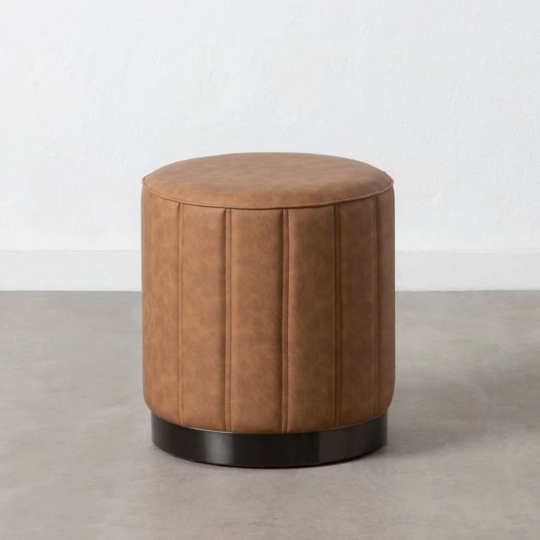 Pouf / Σκαμπό Καφέ Συνθετικό Δέρμα 38×38×42 cm