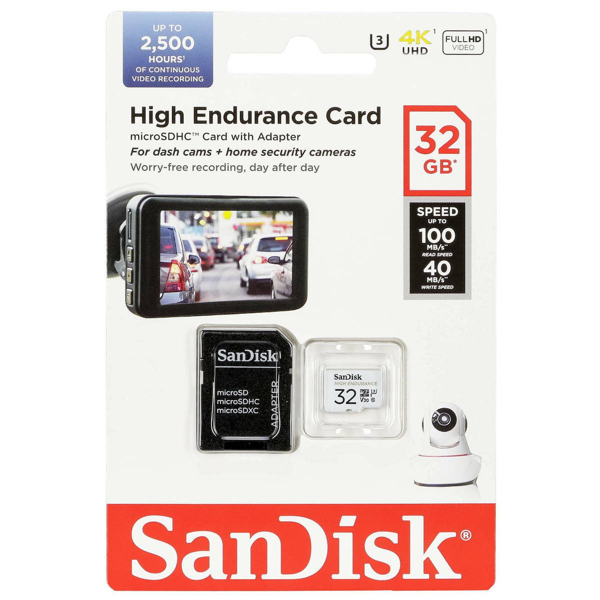 Sandisk High Endurance microSDHC 32GB U3 V30 UHS-I 100MB/s με αντάπτορα