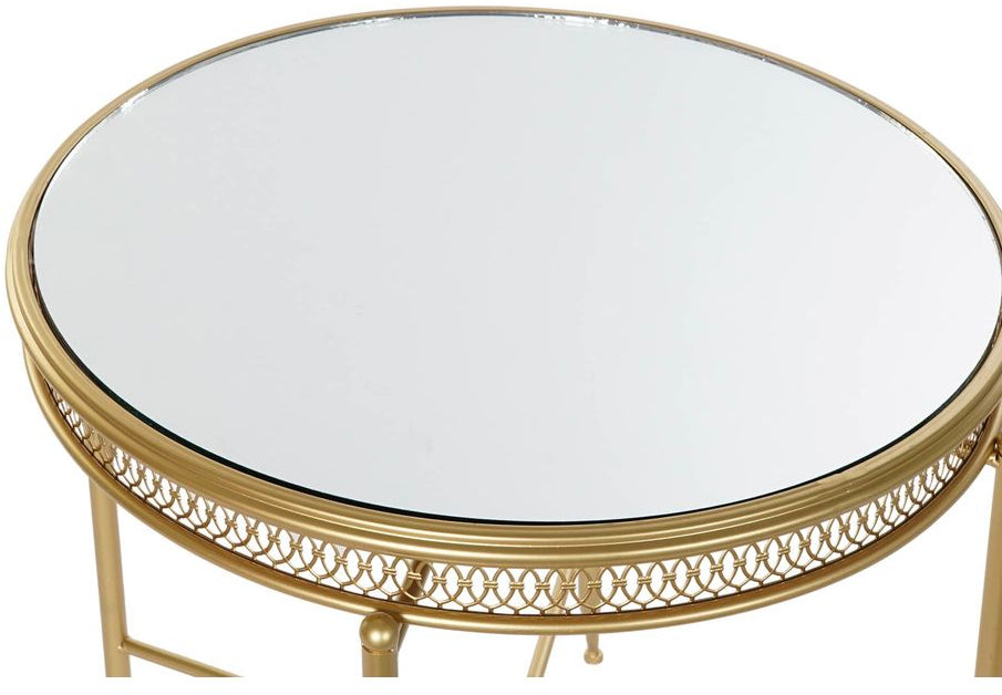 Βοηθητικό Τραπέζι DKD Home Decor 56 x 56 x 56 cm Καθρέφτης Χρυσό Μέταλλο
