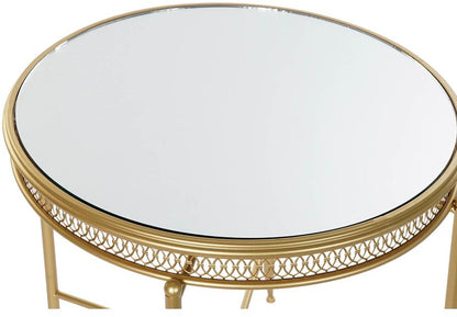 Βοηθητικό Τραπέζι DKD Home Decor 56 x 56 x 56 cm Καθρέφτης Χρυσό Μέταλλο