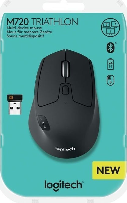 Logitech M720 Triathlon Ασύρματο Bluetooth Ποντίκι Μαύρο