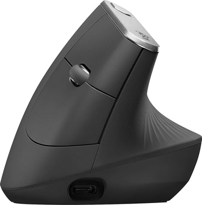 Logitech MX Vertical Ασύρματο & Ενσύρματο Εργονομικό Bluetooth Ποντίκι Μαύρο-Δεξιού χεριού