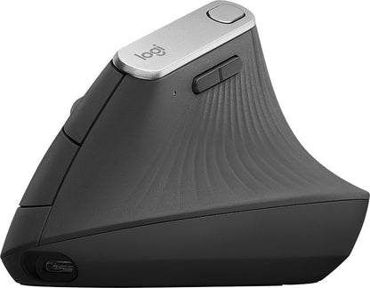 Logitech MX Vertical Ασύρματο & Ενσύρματο Εργονομικό Bluetooth Ποντίκι Μαύρο-Δεξιού χεριού