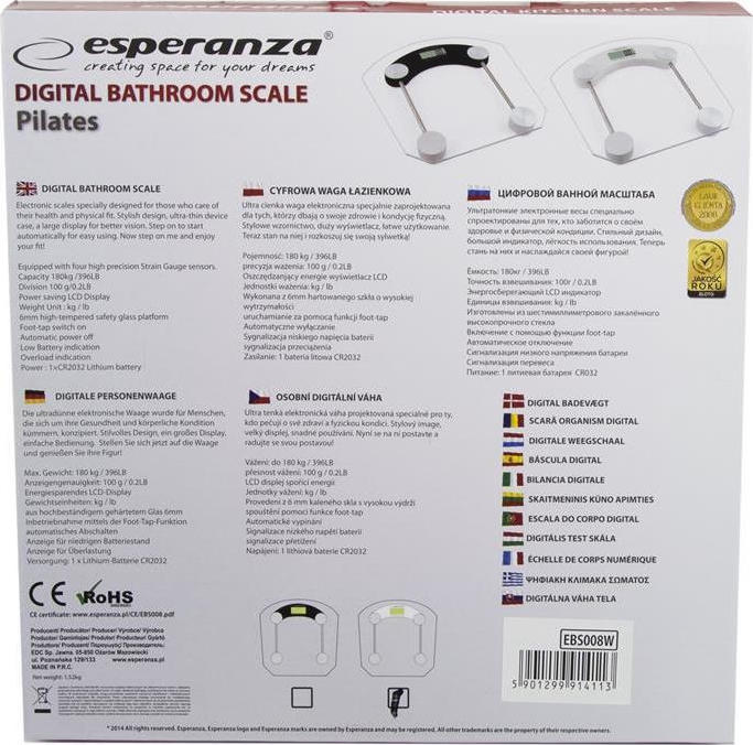 Esperanza EBS008W personal scale Electronic personal scale Rectangle White