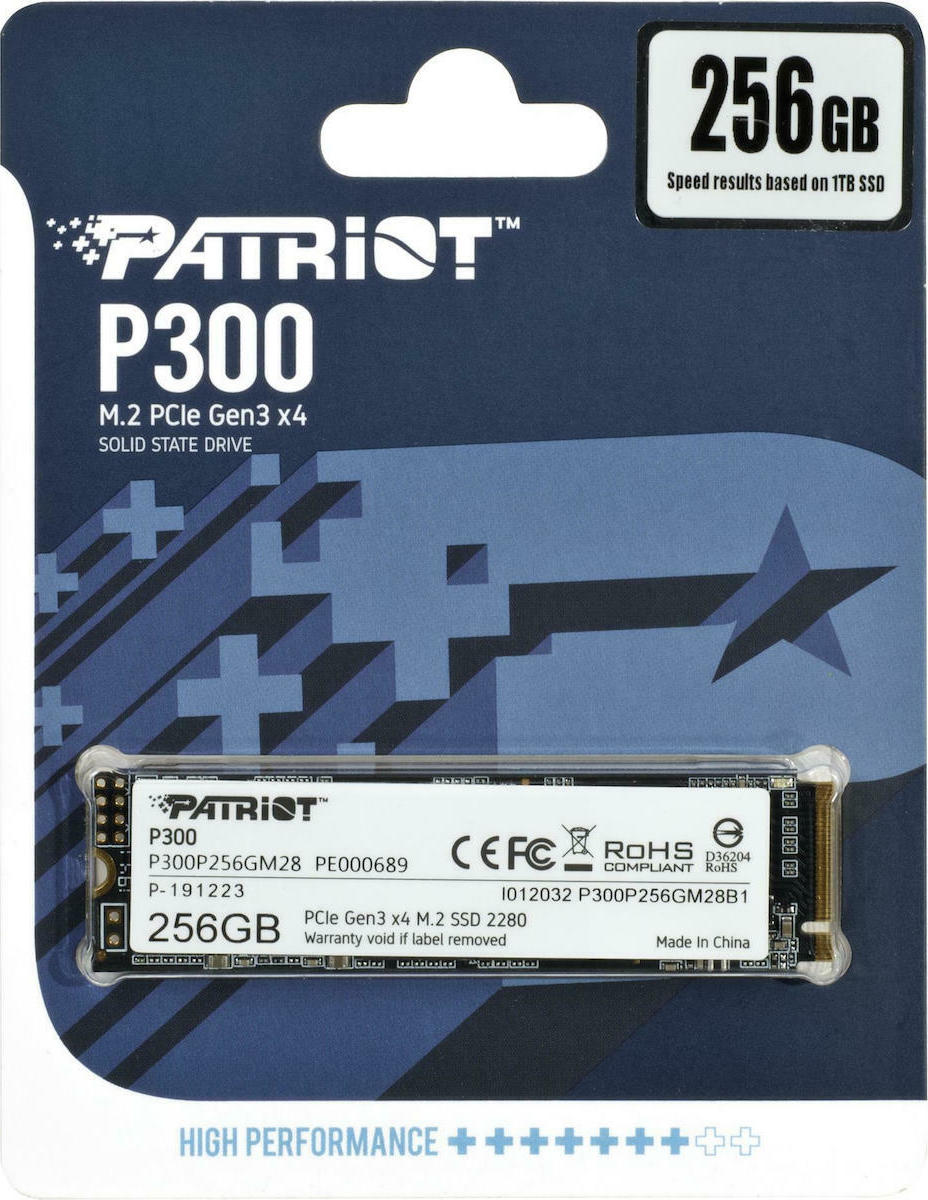 Patriot P300 SSD 256GB τύπου M.2 με σύνδεση PCI Express 3.0 P300P256GM28