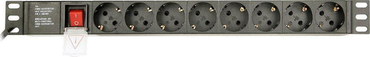 EnerGenie EG-PDU-014 Rack Power Distribution Unit (8 Schuko sockets, 1U, 16A, Schuko plug, 3m, black color)