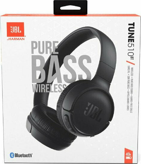 JBL Tune 510BT Ασύρματα / Ενσύρματα On Ear Ακουστικά με 40 ώρες Λειτουργίας και Quick Charge Μαύρα JBLT510BTBLK