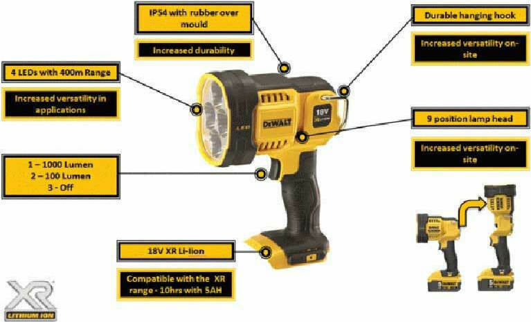 DeWALT DCL043-XJ work light LED Black,Yellow