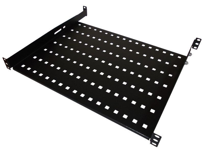 Σταθερό ράφι Alantec 19" 1U βάθος 350mm, μαύρο, 4 σημεία στερέωσης