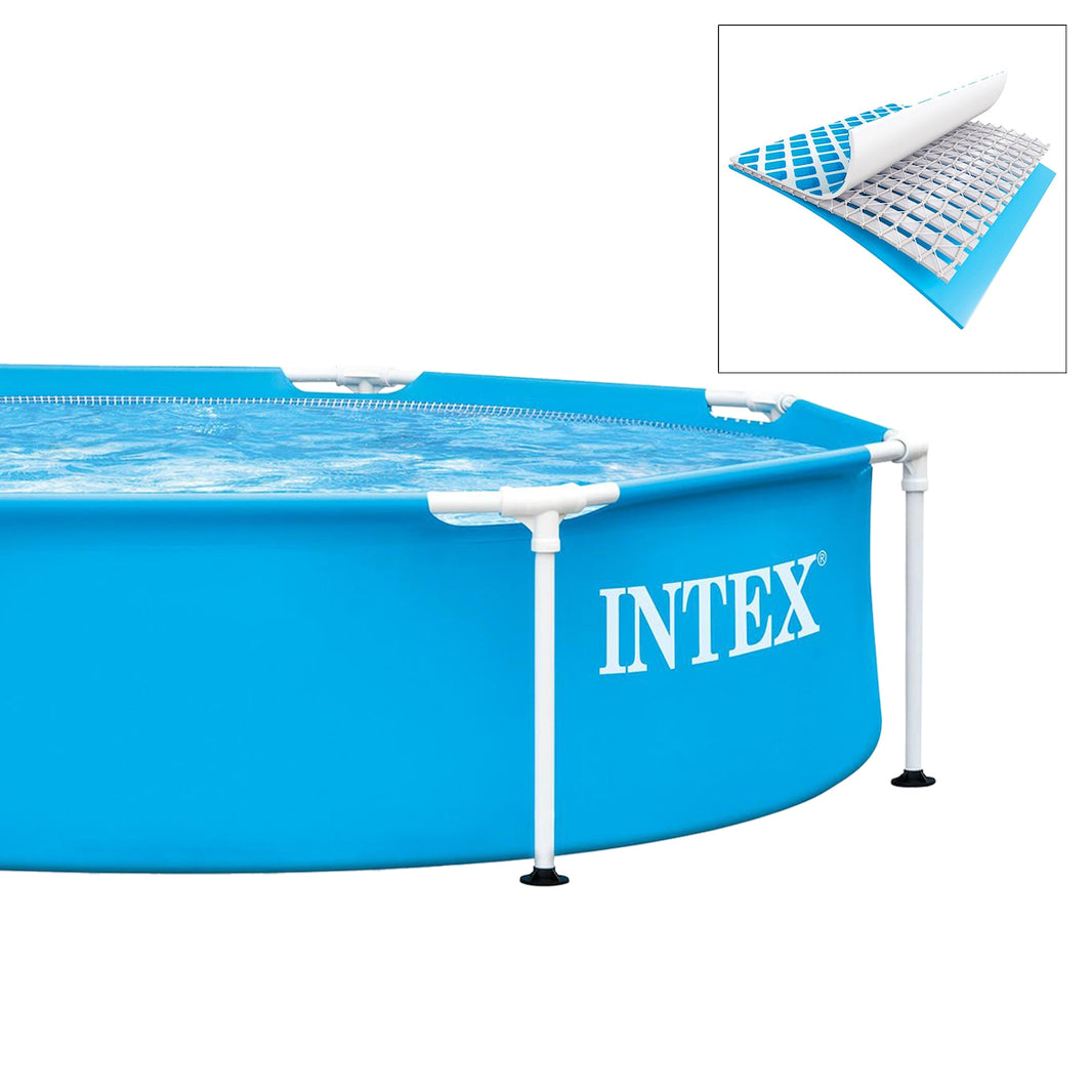 Intex Metal Frame Στρογγυλή Πισίνα 244x51 cm – Μπλε PVC με Μεταλλικό Σκελετό