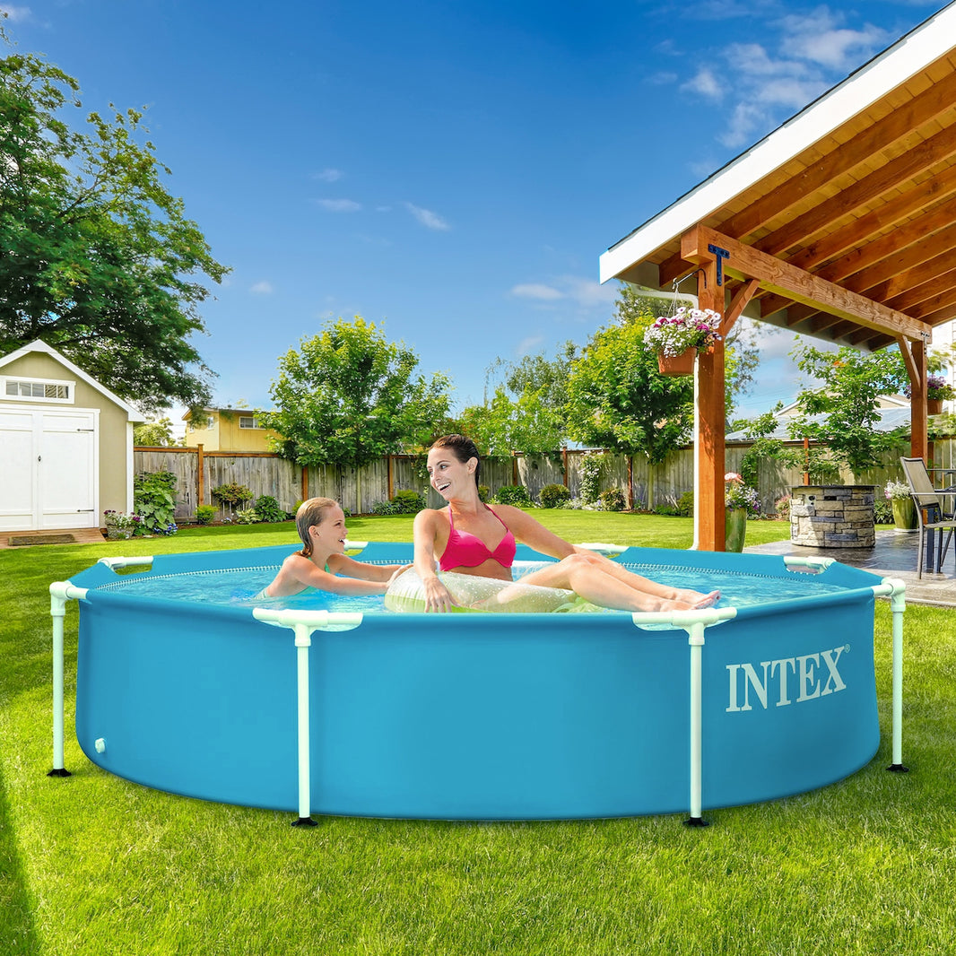 Intex Metal Frame Στρογγυλή Πισίνα 244x51 cm – Μπλε PVC με Μεταλλικό Σκελετό