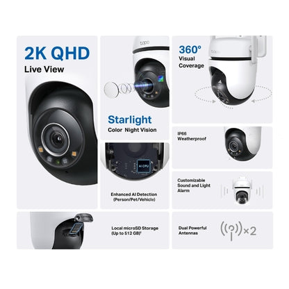 TP-LINK Tapo C520WS v2 IP Κάμερα Παρακολούθησης Wi-Fi Full HD+ 4MP Αδιάβροχη με Αμφίδρομη Επικοινωνία και Φακό 3.18mm