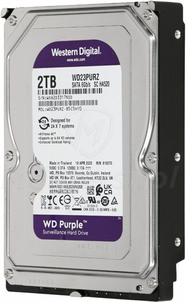 Western Digital 2TB HDD Σκληρός Δίσκος 3.5" SATA III 5400rpm με 64MB Cache για Desktop