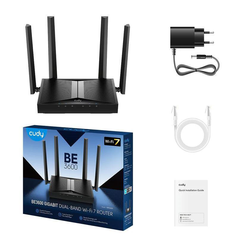 Cudy WR3600 Ασύρματο Router Wi‑Fi 7 με 5 Θύρες Gigabit Ethernet