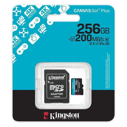 Kingston Canvas Go Plus microSDXC 256GB Class 10 U3 V30 A2 UHS-I με αντάπτορα