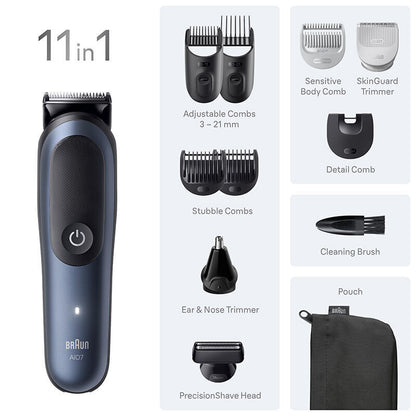 Braun All-in-one Series 7 Σετ Επαναφορτιζόμενης Κουρευτικής Μηχανής Μαύρο AIO7540