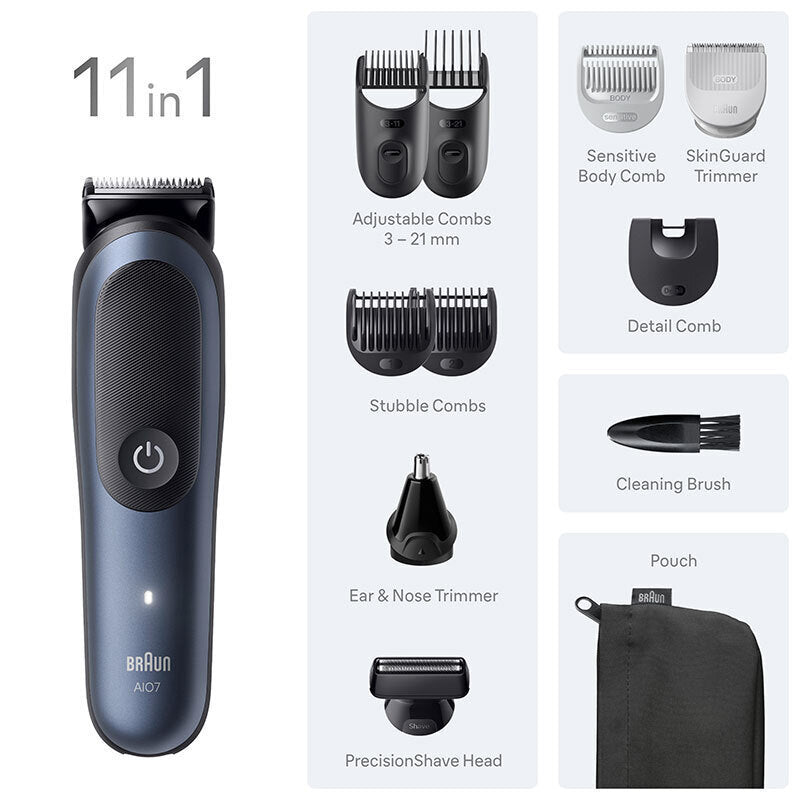 Braun All-in-one Series 7 Σετ Επαναφορτιζόμενης Κουρευτικής Μηχανής Μαύρο AIO7540