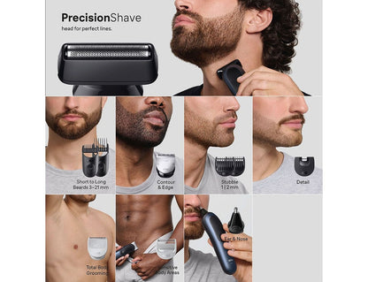 Braun All-in-one Series 7 Σετ Επαναφορτιζόμενης Κουρευτικής Μηχανής Μαύρο AIO7540