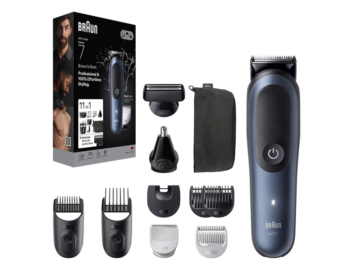 Braun All-in-one Series 7 Σετ Επαναφορτιζόμενης Κουρευτικής Μηχανής Μαύρο AIO7540