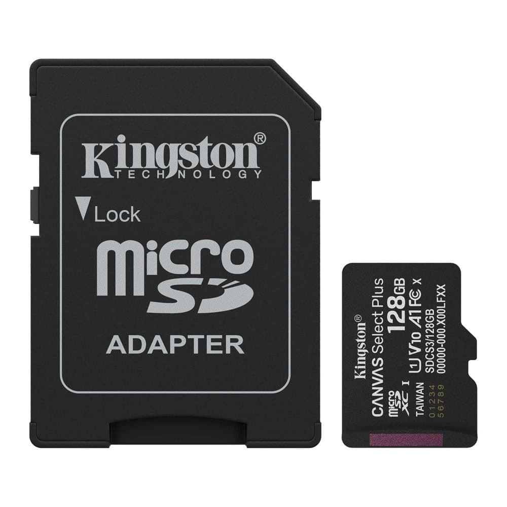 Kingston Canvas Select Plus microSDHC 128GB Class 10 U1 V10 A1 UHS-I με αντάπτορα