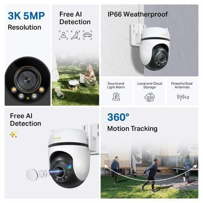 TP-LINK TAPO C530WS IP Κάμερα Παρακολούθησης Full HD+ 5MP Αδιάβροχη με Φακό 4mm