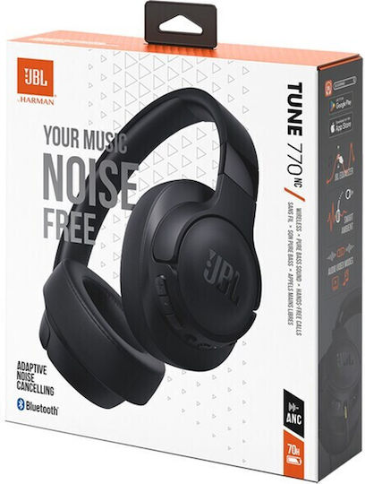 JBL Tune 770NC Ασύρματα / Ενσύρματα Over Ear Ακουστικά με 65 ώρες Λειτουργίας και Quick Charge Μαύρα JBLT770NCBLK