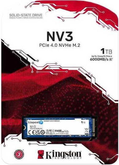Kingston Nv3 SSD 1TB τύπου M.2 με σύνδεση PCI Express 4.0 (PS5 Compatible) SNV3S/1000G