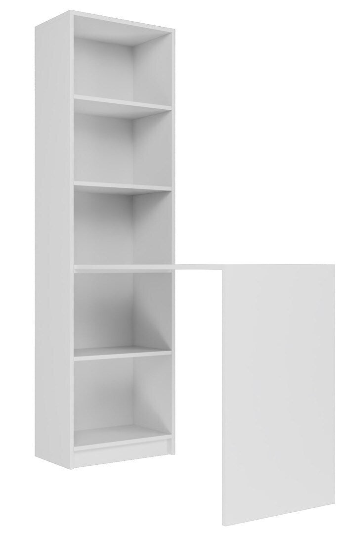 Γραφείο Ξύλινο με Βιβλιοθήκη Λευκό 125x50x181εκ.